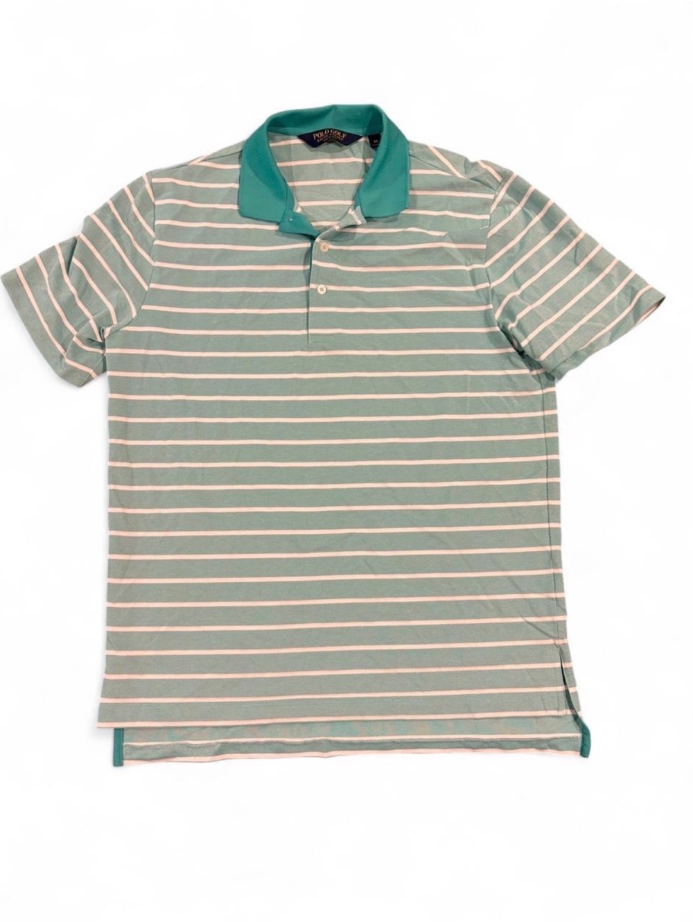 Polo Golf Ralph Lauren Mens M Green White Striped Performance Pima Cotton